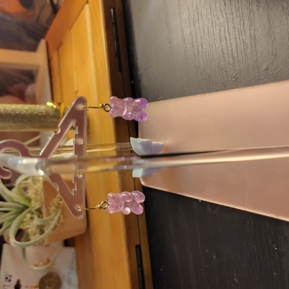 Purple Gummy Bear Earrings - Picture 3 of 3